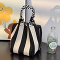 Colorful Stripe Handbag, Large Capacity, Bucket Rope Knot, Soft Polyester Lining, Mobile Phone Bag