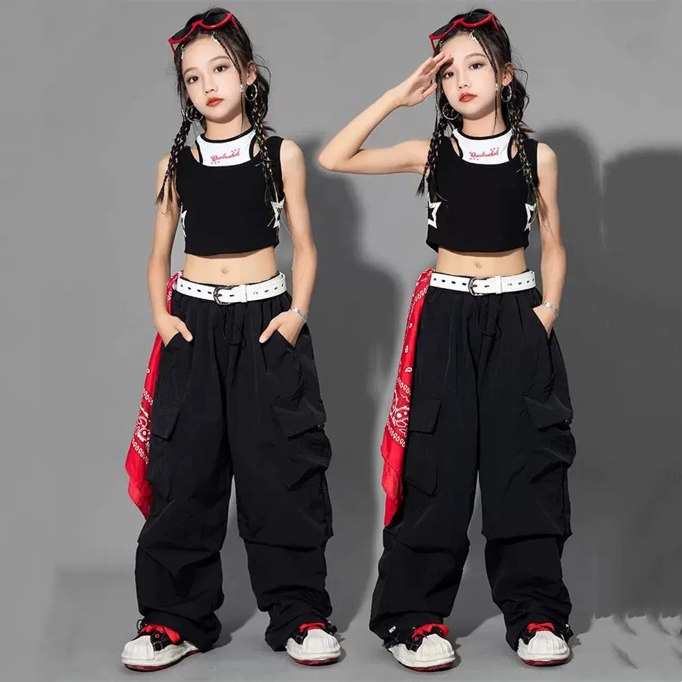 New Summer Streetwear Cargo Pants for Teenage Girls, Baggy Wide Leg
