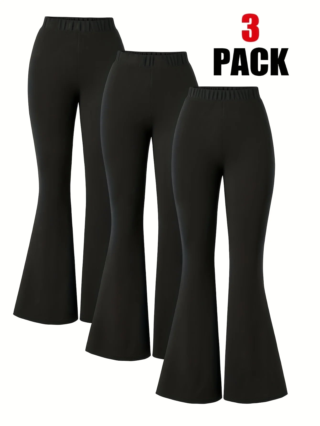 Girls' 3Pc Black Bell-Bottom Pants, Comfortable and Fashionable Ages 3-11,