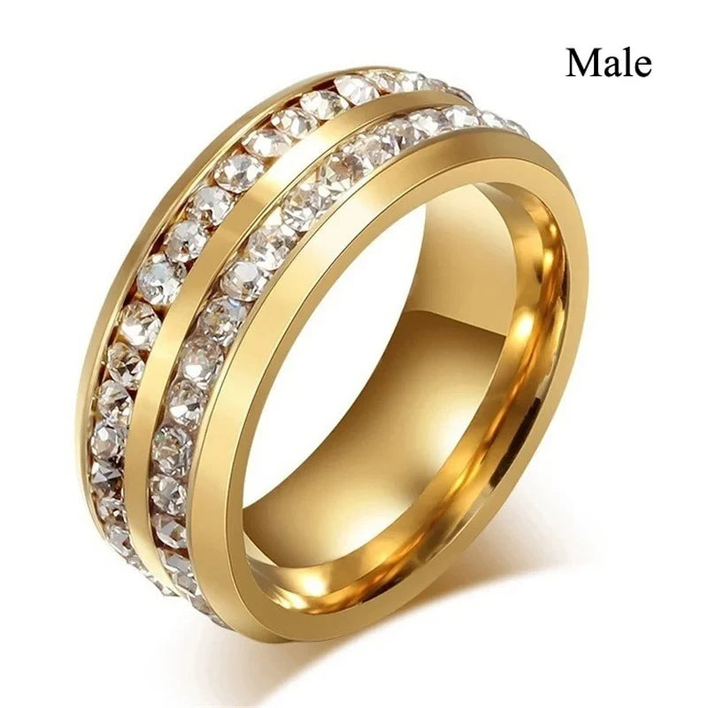 Couple Rings Romantic Purple Rhinestones CZ Rings Set, Trendy Steel Celtic Dragon Rings