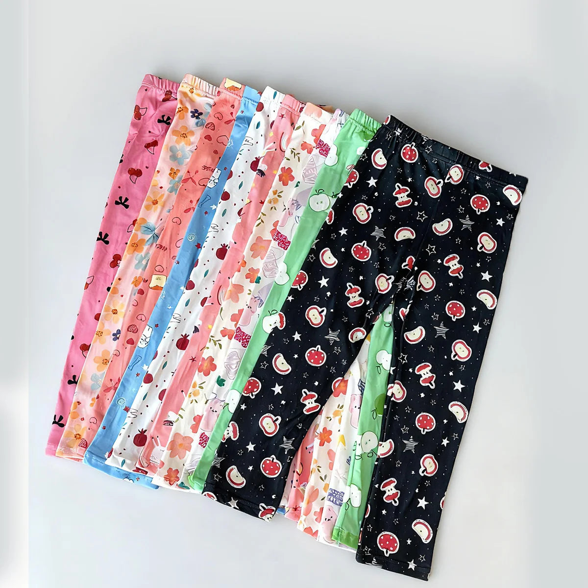 Random Pack of 5 Girls' Printed Leggings that Can Be Worn as Outerwear, Comfortable Pants