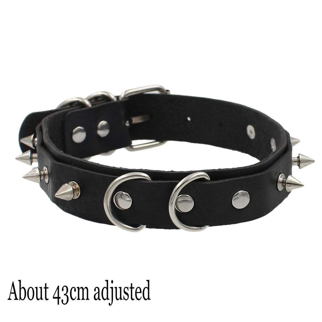 Woman Black Punk Choker Collar Necklace, Spike Chocker Gothic Cosplay Accessories