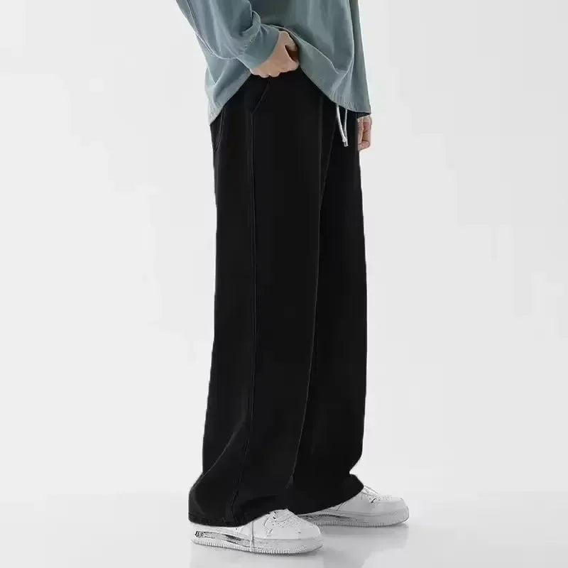 Men's 2026 New Streetwear Loose Jeans, Wide Leg Pants, Black and Light Blue