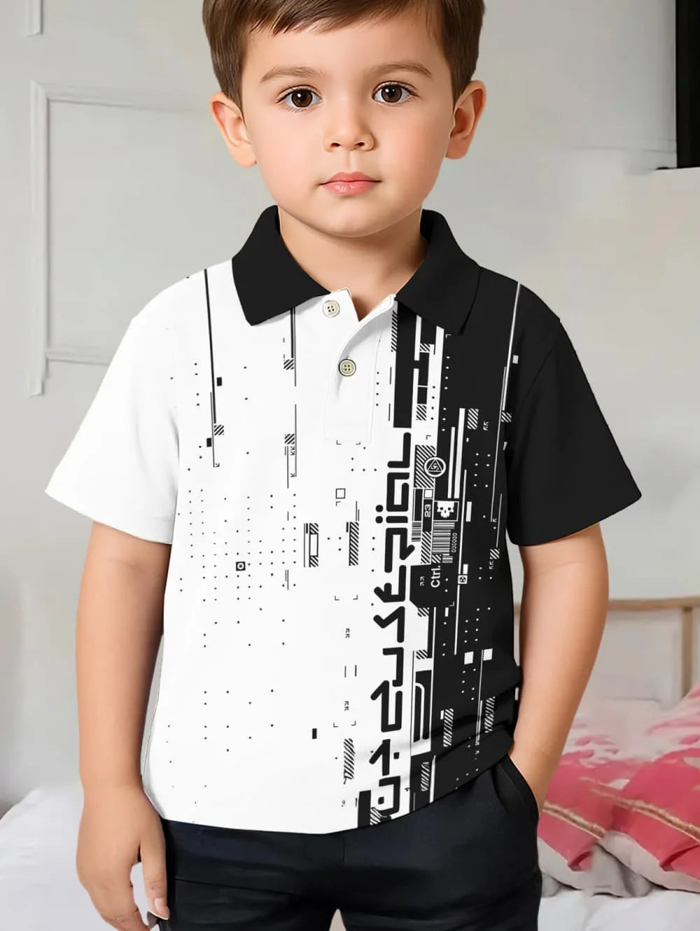 Polo Shirts for Kids, for Boys and Girls, with Gradient Striped 3D Print Fashion, also in Different Styles