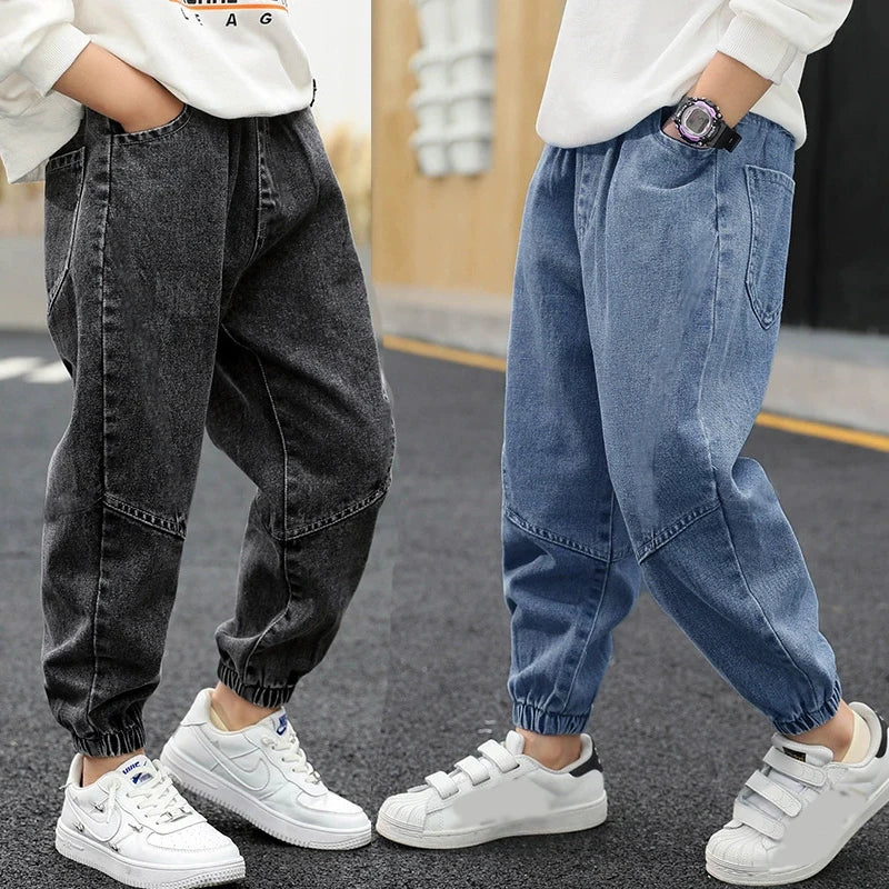 New Boys Jeans Fashion Splicing Slim Fit Style Denim Pants