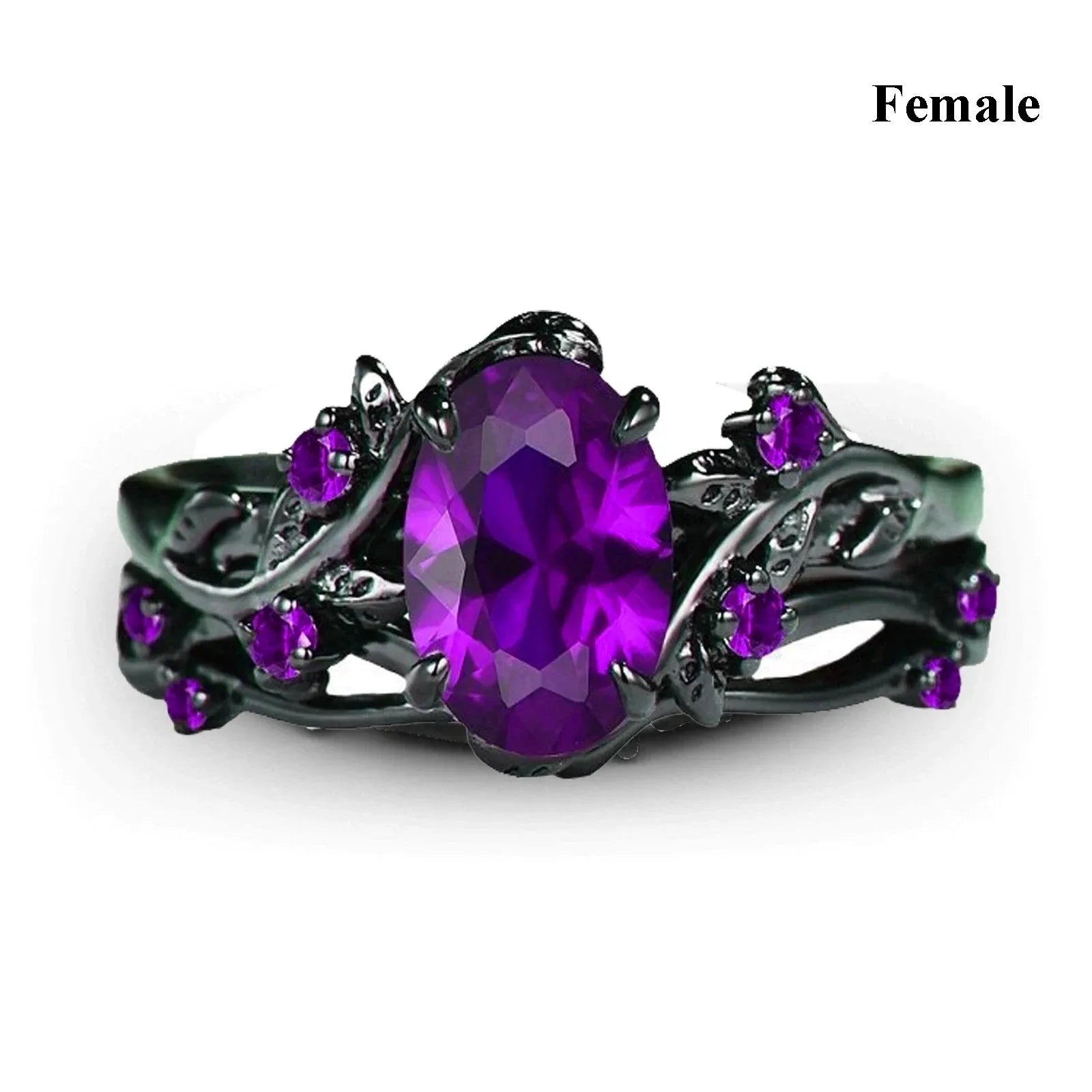 Couple Rings Romantic Purple Rhinestones CZ Rings Set, Trendy Steel Celtic Dragon Rings