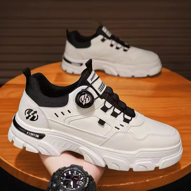 Summer Men's Casual Leather Sneakers Comfortable Soft Male Wark Board Shoes Platforms