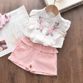 2025 Bear Leader Girls' Clothing Set, New Casual Children's Embroidered Sleeveless Shirt and Shorts Set