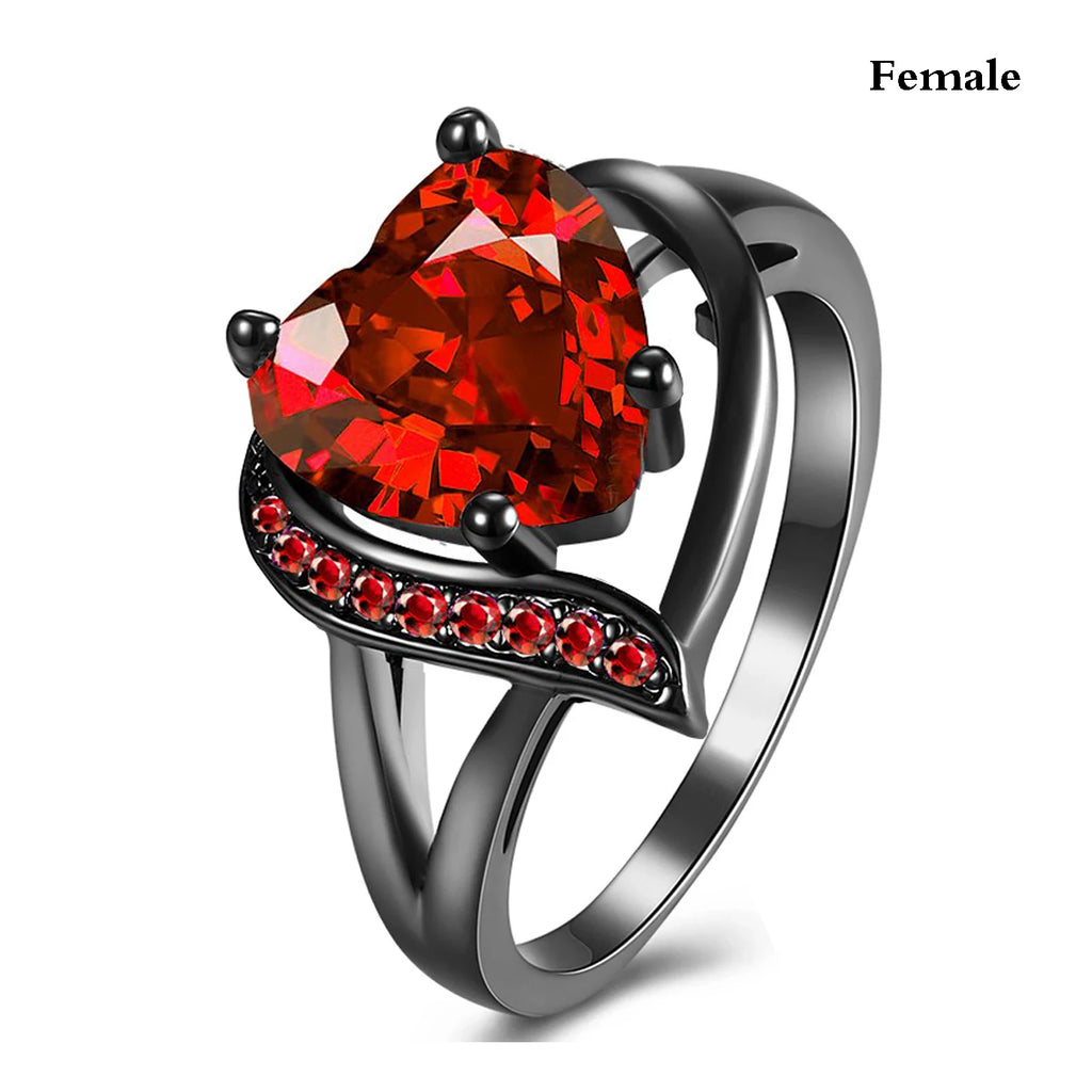Fashion Couple Rings Romantic Women Heart Blue Rhinestones Zircon Ring Men Stainless Steel Celtic Dragon Ring Wedding Jewelry