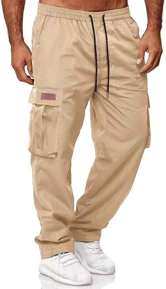 New Men's 2024 Work Pants, Drawstring Multi, Pocket Casual Pants