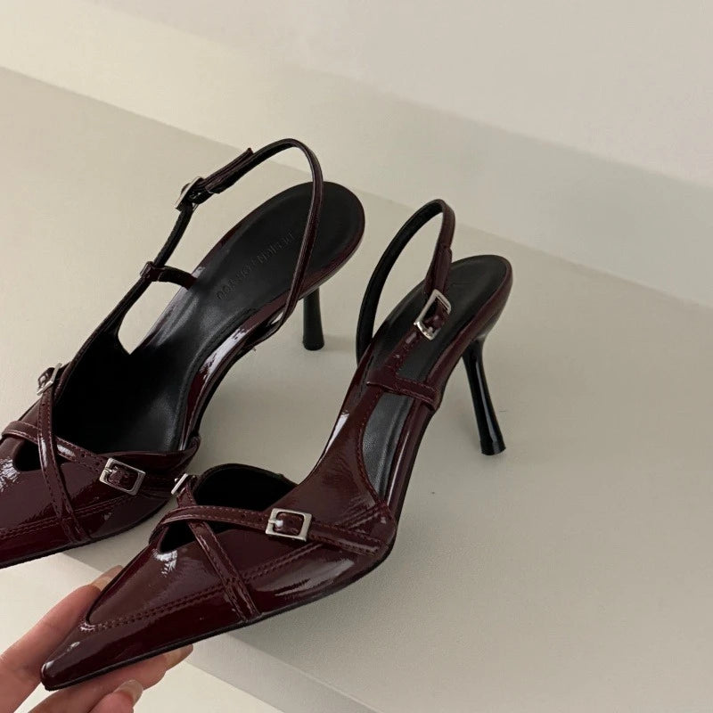 2026 New Women's Sandals Fashionable Buckle Designer Elegant Pointed Toe High Heels