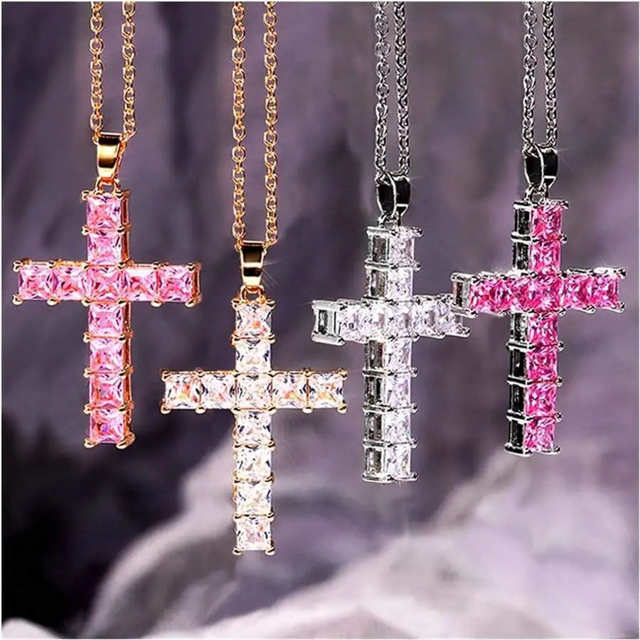 New Fashion Necklace Pendants, Multi Color Crystal Cross Pendant