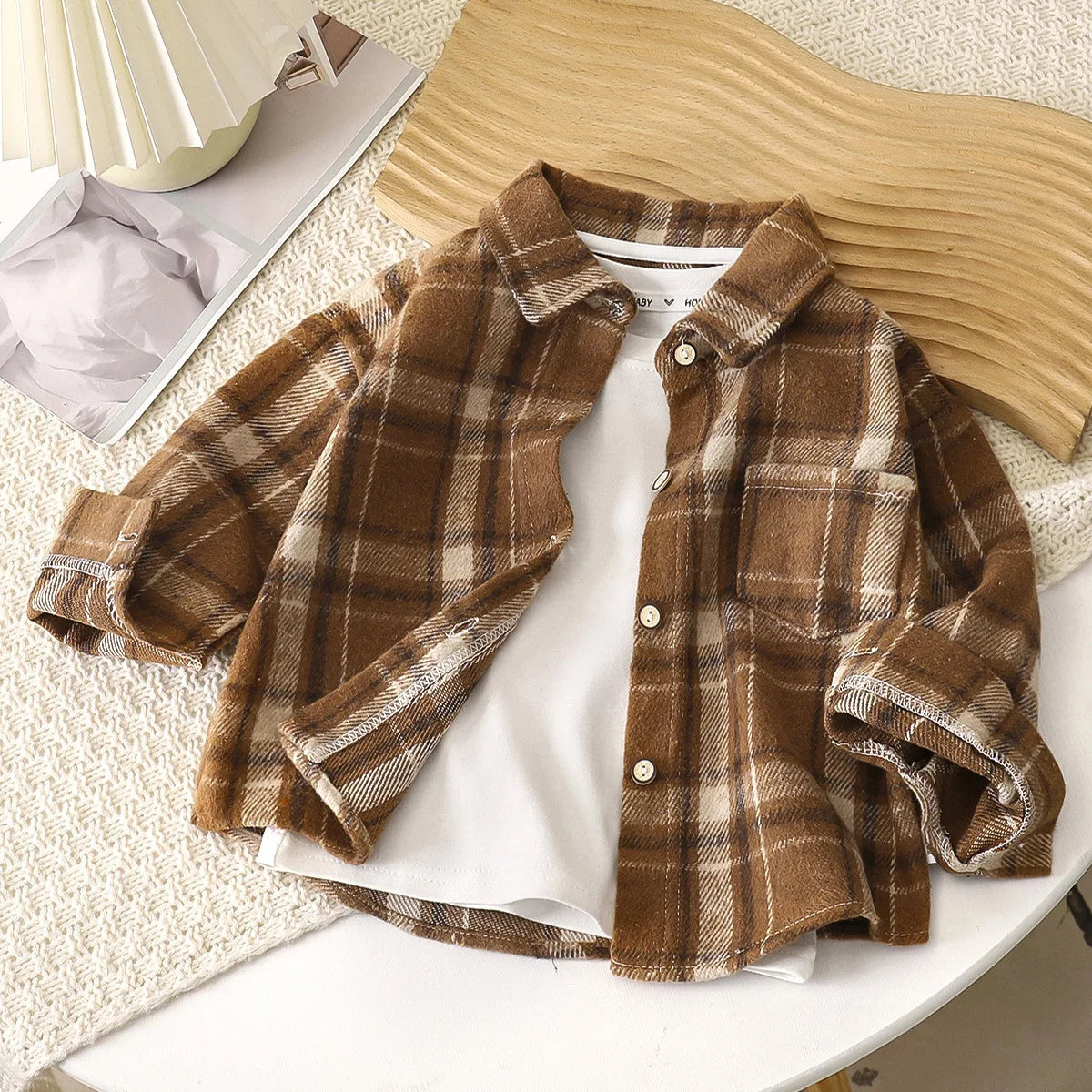 Autumn Unisex Blouses & Shirt Plaid Long-sleeved Children's Fashion Tops