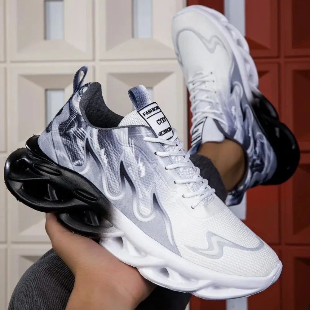 Men's Casual Sports Shoes Breathable Lightweight Flame Print
