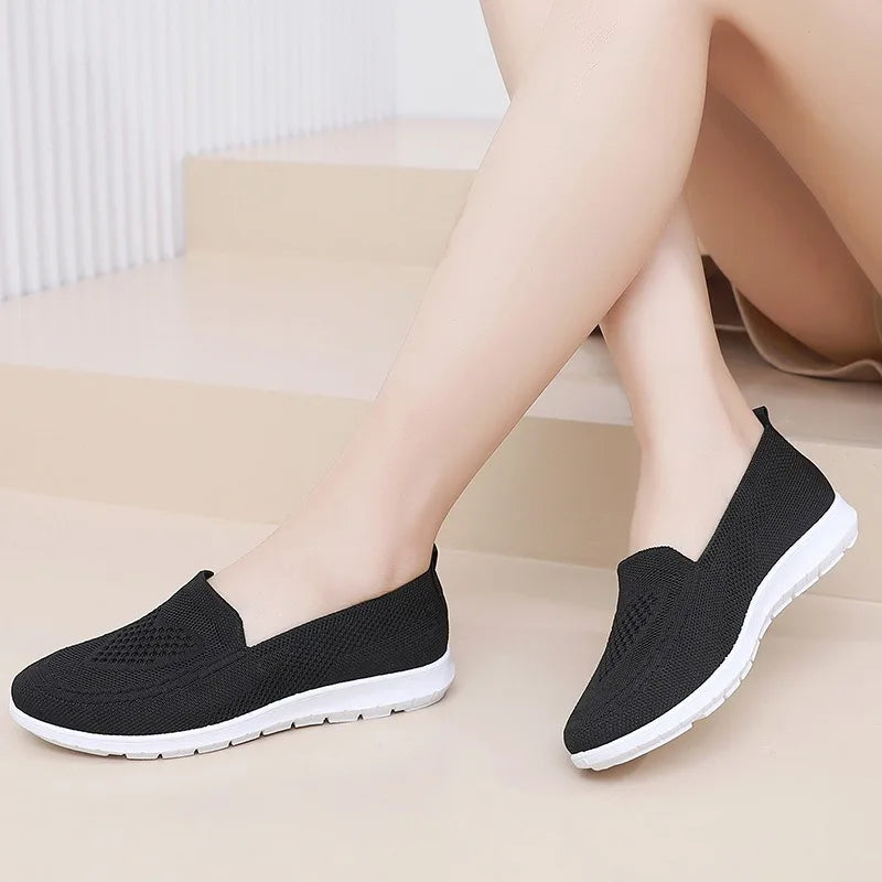 Comfortable casual women's shoes breathable fabric solid colors low-cut