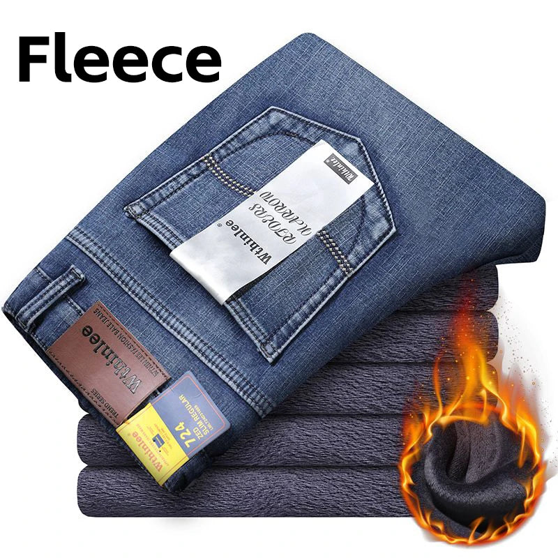 Men's Jeans Straight Stretch Fashion Classic Blue, Black, Work Denim Pants