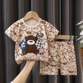 2PCS Children's Sets, Boys and Girls Summer Cotton Short Sleeve T-Shirt & Shorts