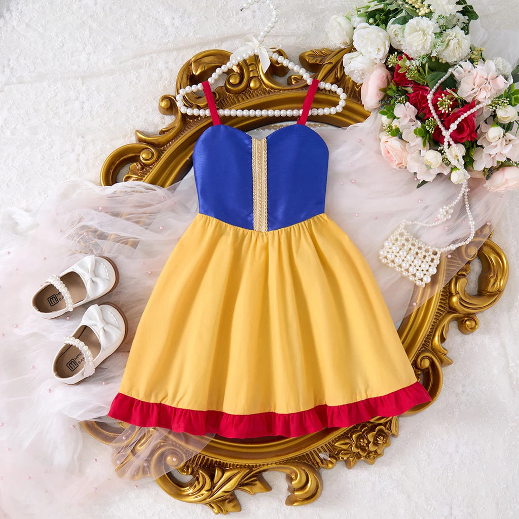 Girls Lace Up Sling Summer Dress, Sleeveless Dresses For 1-10 Years Cool Ventilated Clothes