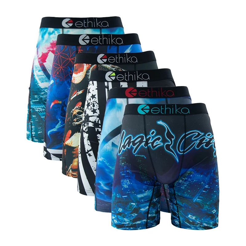 ETHIKA 6Pcs Men's Underwear Boxers, Breathable, Plus Size, Sexy Boxershorts