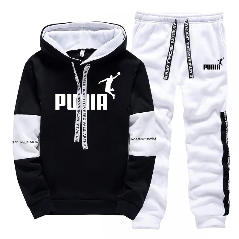 Men's Tracksuit Trend, Printed Single Piece Sweatshirts with Sweatpants