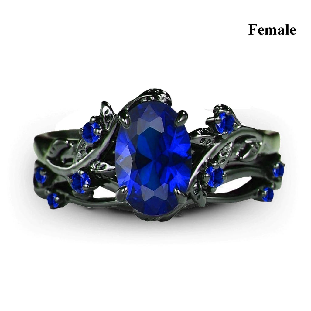 Couple Rings Romantic Purple Rhinestones CZ Rings Set, Trendy Steel Celtic Dragon Rings