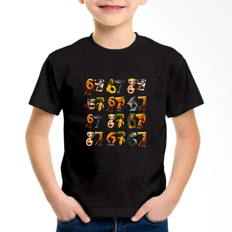New Funny Six Seven Italian Brainrot Graphic Print T-Shirt Boy/Girl