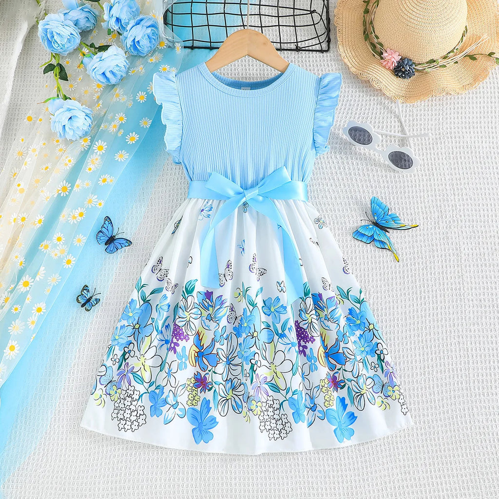 Girls Lace Up Sling Summer Dress, Sleeveless Dresses For 1-10 Years Cool Ventilated Clothes