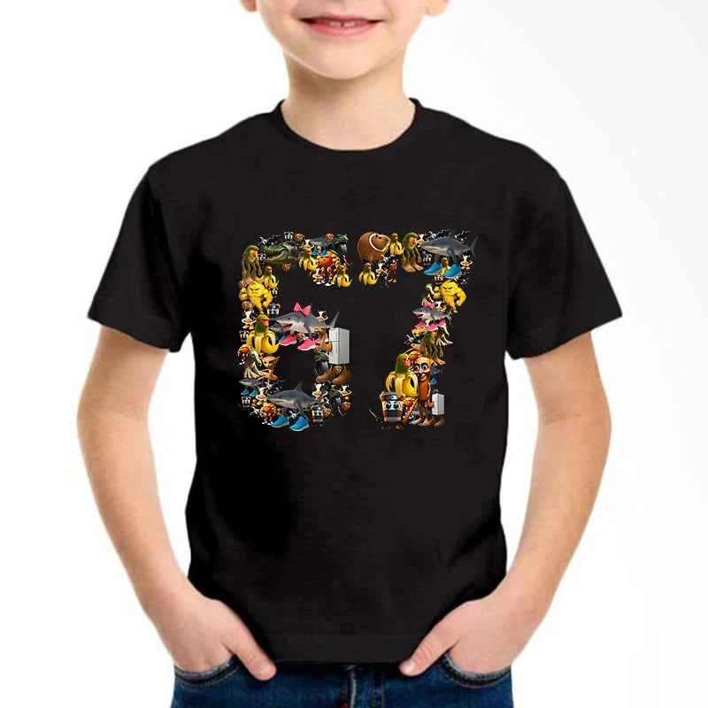 New Funny Six Seven Italian Brainrot Graphic Print T-Shirt Boy/Girl
