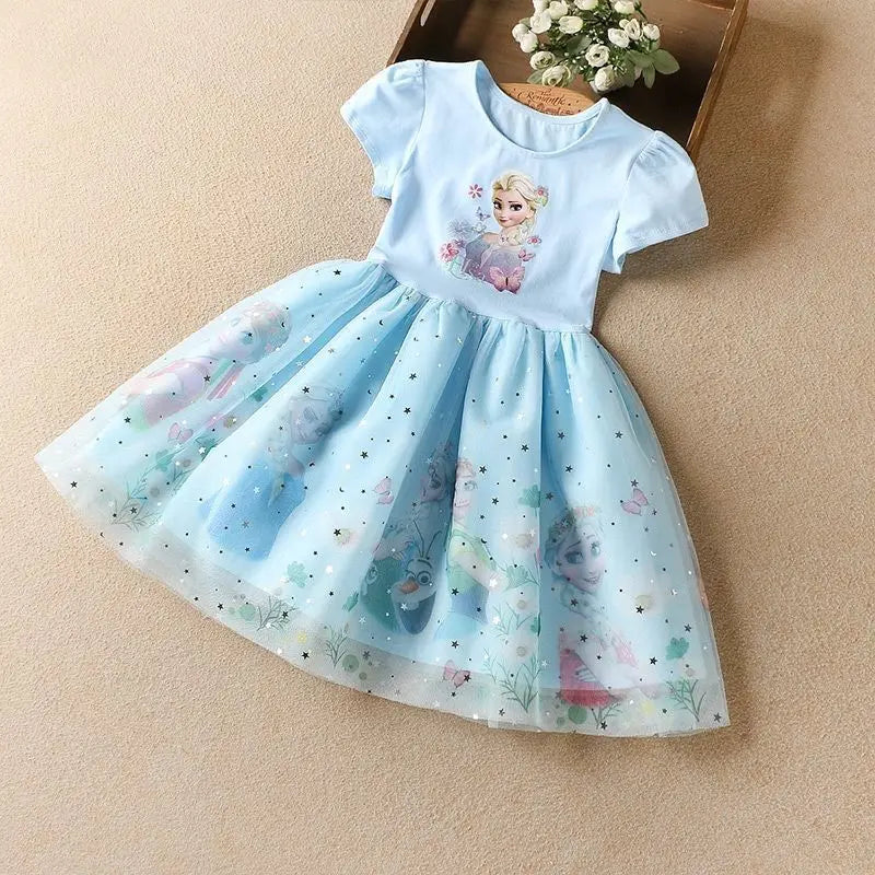 Girls Summer Fashion Elsa Princess Dress