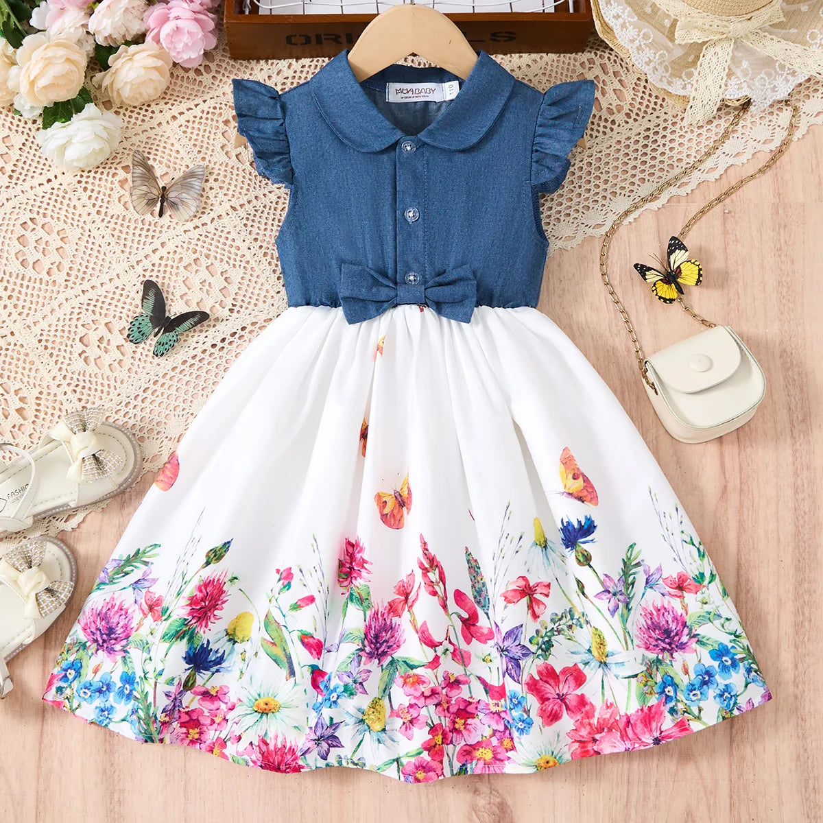 Girls Lace Up Sling Summer Dress, Sleeveless Dresses For 1-10 Years Cool Ventilated Clothes