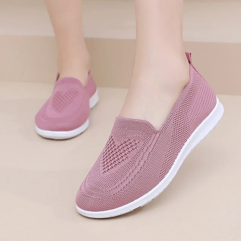 Comfortable casual women's shoes breathable fabric solid colors low-cut