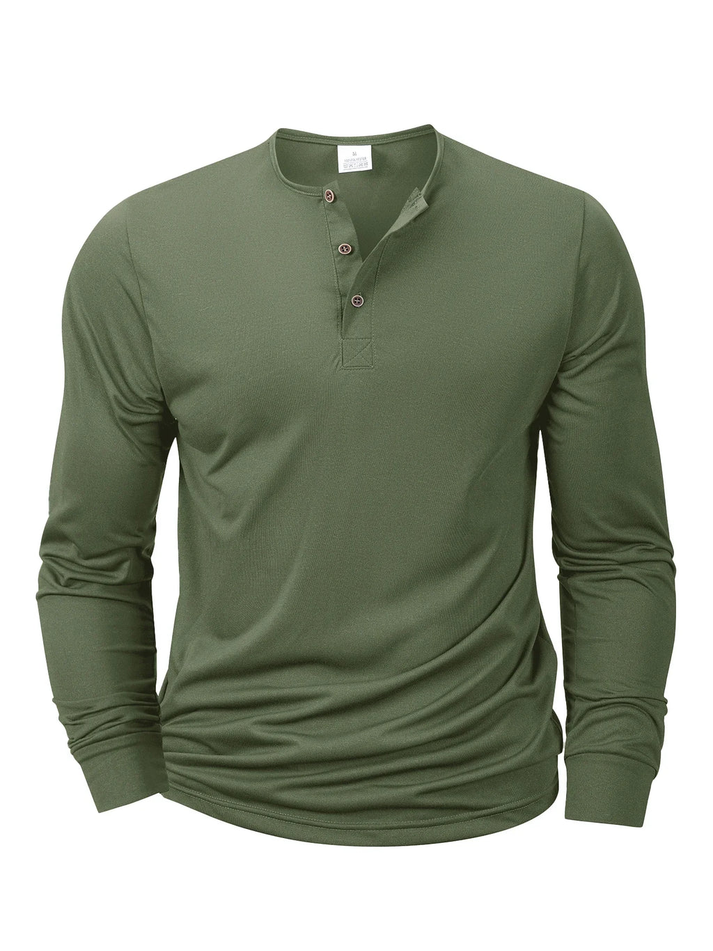 New Men's Henley Long Sleeve T-shirts, Basic Casual Collar, Comfortable Soft Pullover