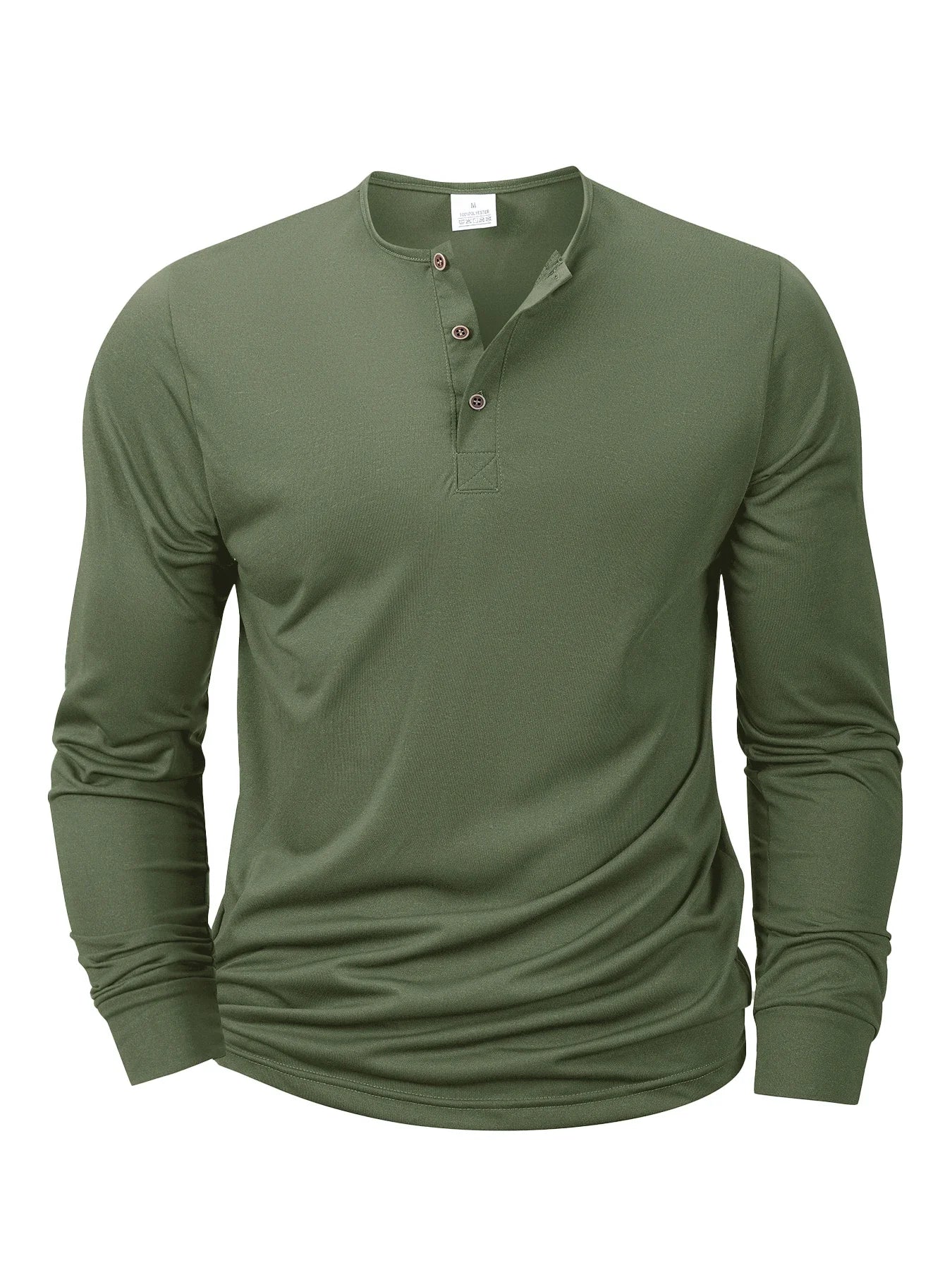 New Men's Henley Long Sleeve T-shirts, Basic Casual Collar, Comfortable Soft Pullover