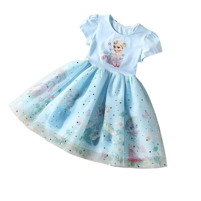 Girls Summer Fashion Elsa Princess Dress