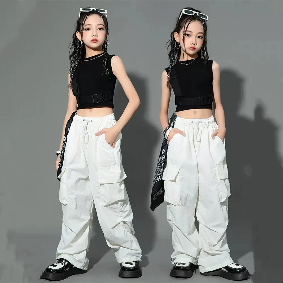 New Summer Streetwear Cargo Pants for Teenage Girls, Baggy Wide Leg