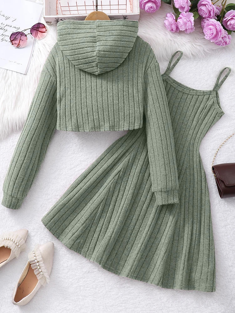 Children's Fashionable Elegant Short Top & Dress Two-Piece Set