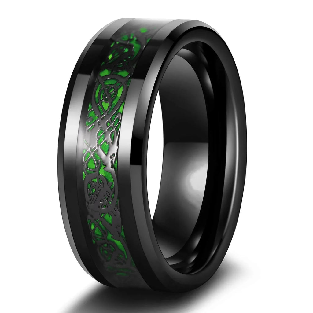 Couple Rings Romantic Purple Rhinestones CZ Rings Set, Trendy Steel Celtic Dragon Rings