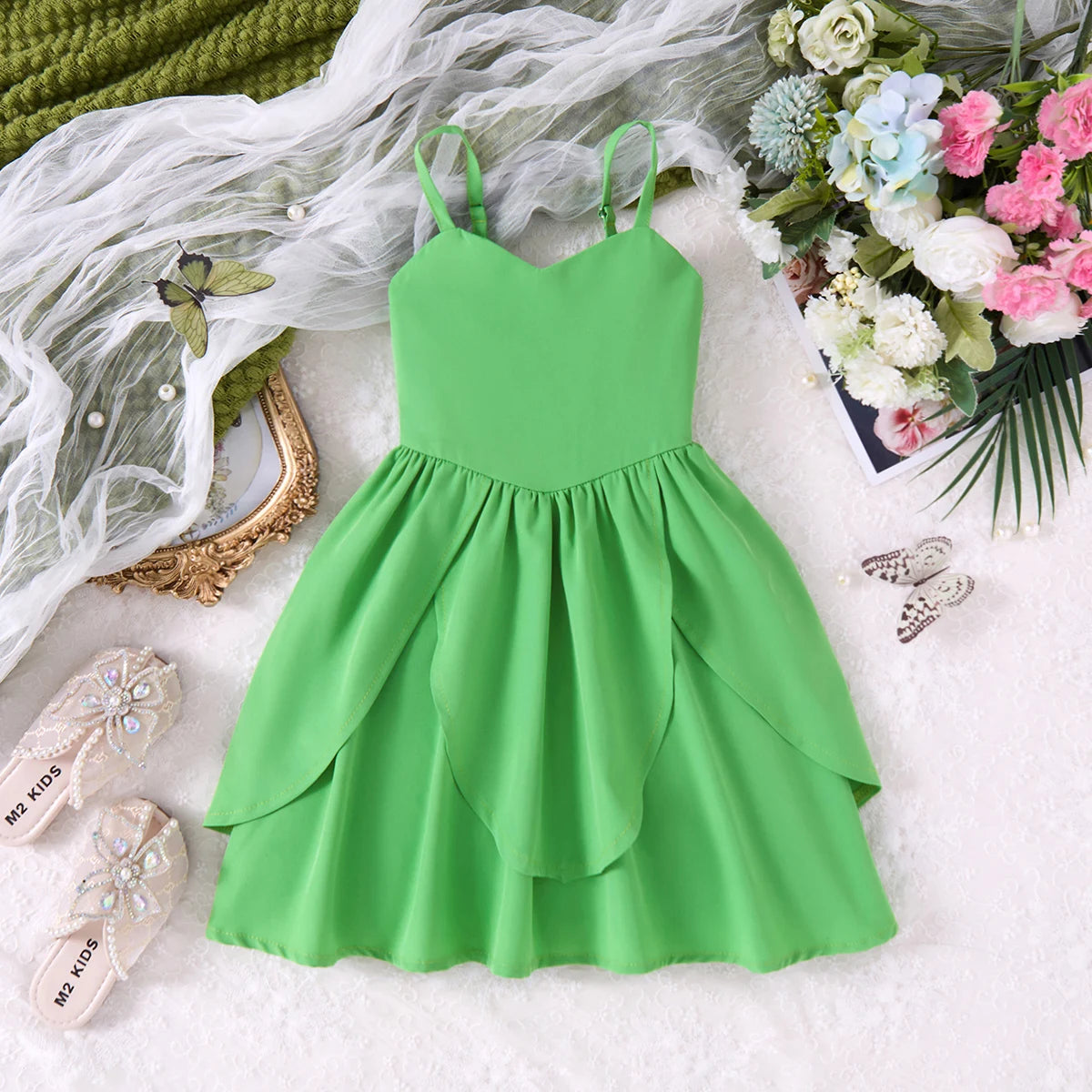 Girls Lace Up Sling Summer Dress, Sleeveless Dresses For 1-10 Years Cool Ventilated Clothes