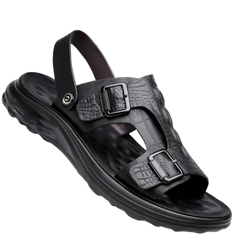 Men's Summer New Soft Bottom Waterproof Anti-slip Driving Beach Shoes Two-use Casual Sandals Outerwear Slip-On Slippers