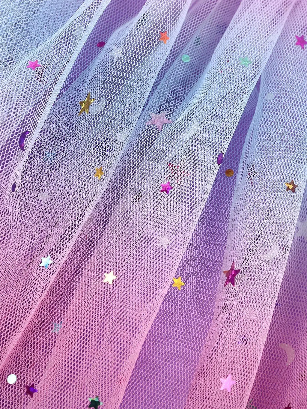 Girls' Gradient Tulle Skirt with Star & Moon Sequins