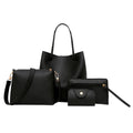 Women's Fashion Leather 4pcs Handbag Set, Shoulder Handbag, Crossbody Wallet, Multicolor to Choose from