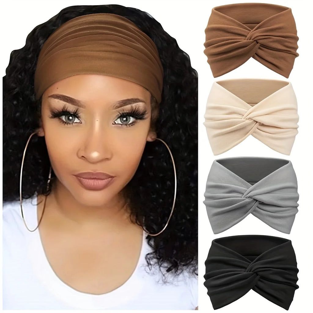 4Pc Soft Knitted Sports Headband For Women
