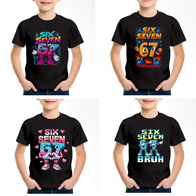 New Funny Six Seven Italian Brainrot Graphic Print T-Shirt Boy/Girl