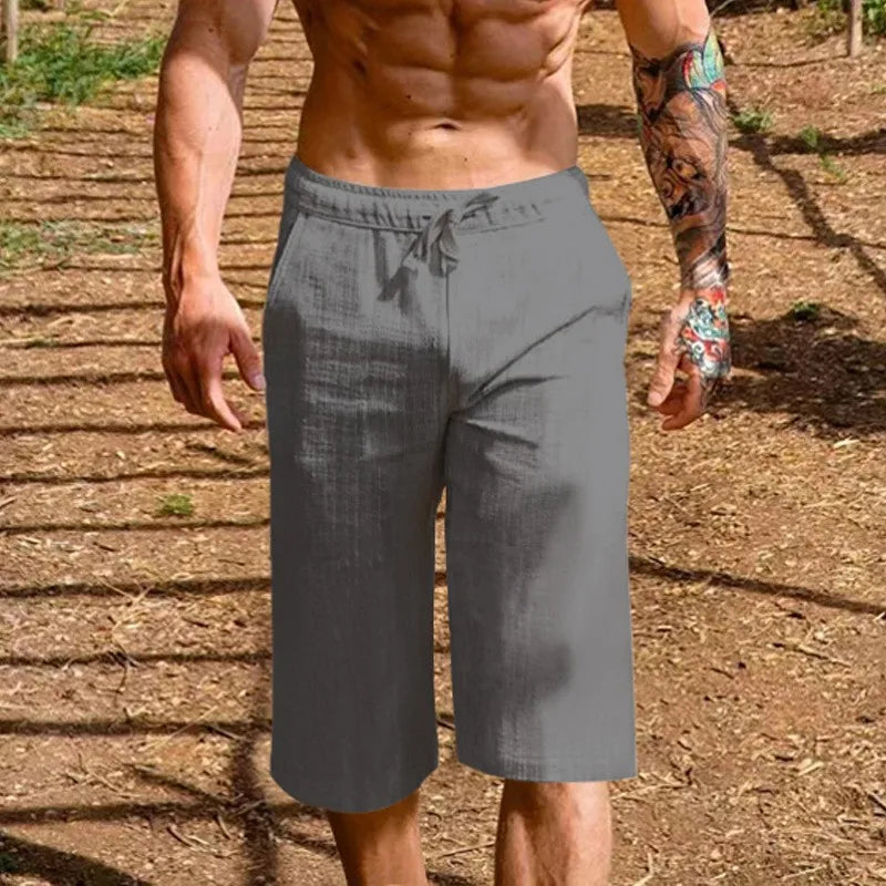 Men's Capri Pants, Lightweight Solid Color, Breathable6 Drawstring Cropped Capris