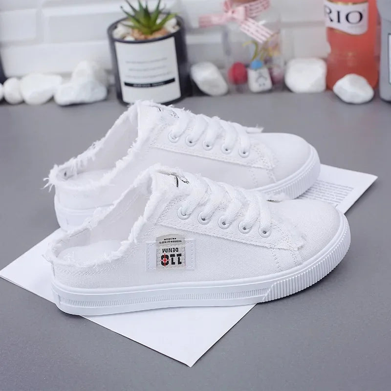 2024 Women's Canvas Board Sneaker Low Top Denim, Lace-Up